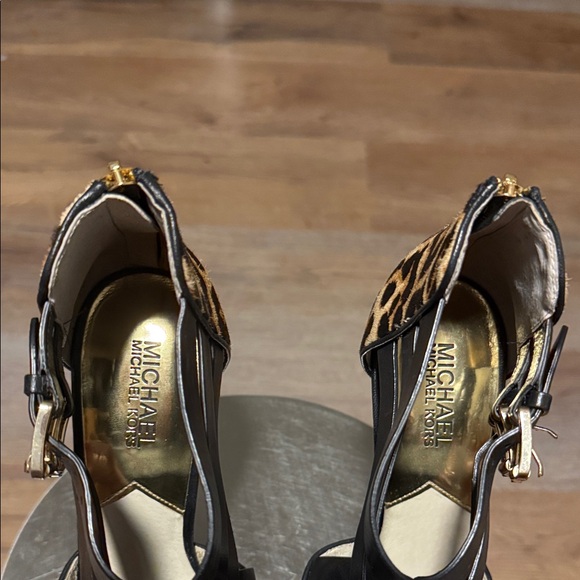 Pre-owned Michael Kors Black and Leopard Print Heels - Picture 2 of 15
